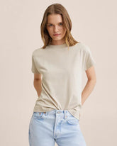 Solid Beige Cotton T-Shirt